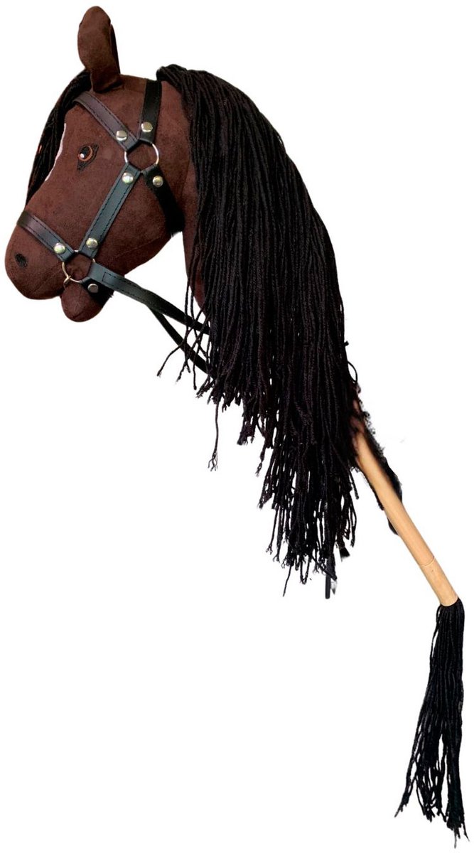 Luxe Hobby Horse met open mond en staart | Kleur Bruin | Stokpaard